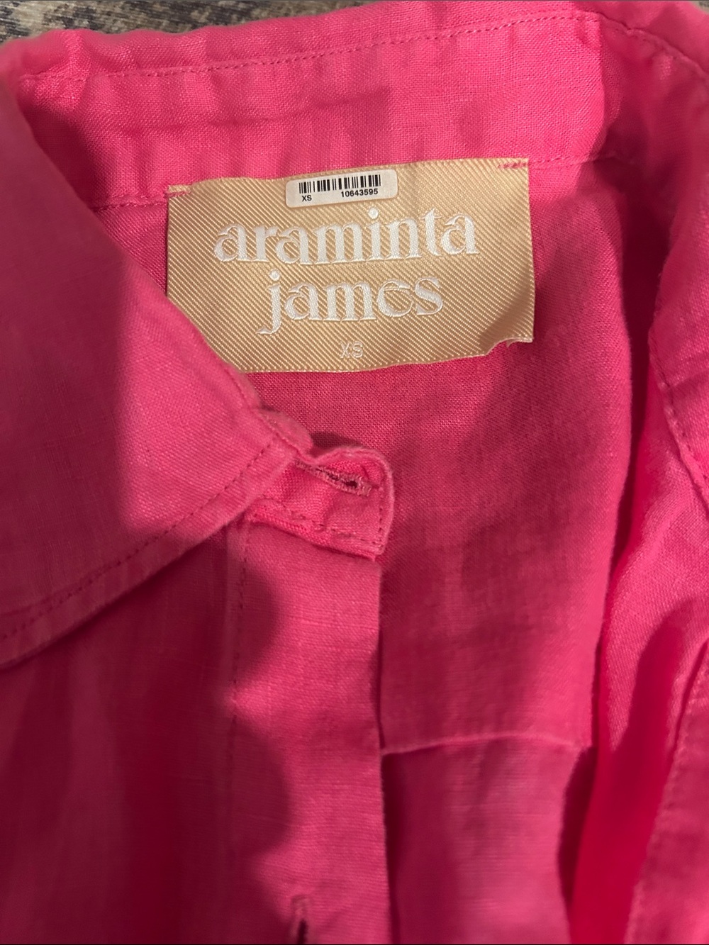 Vibrant Pink linen Relaxed Button-Down Shirt - Picture 3 of 3